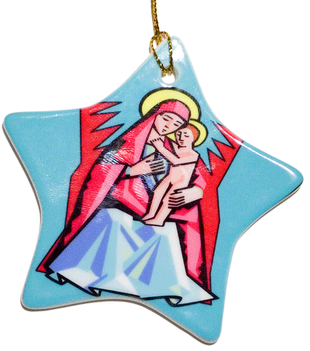 Porcelain Star Christmas Ornament Front